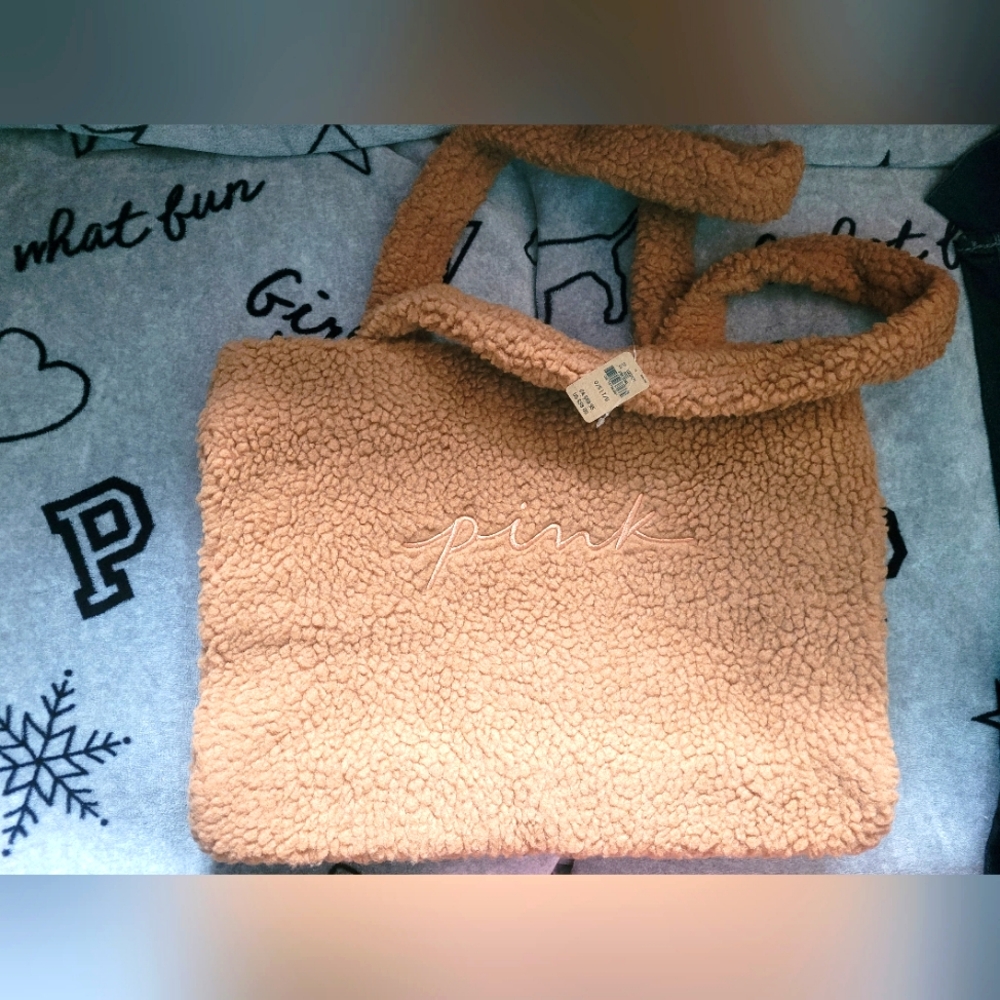 PINK Victoria's Secret Tan Tote SHERPA BAG